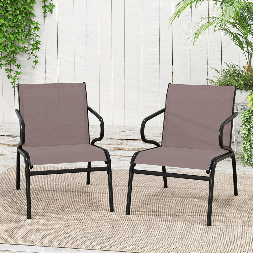Giantex All Weather Patio Chairs with Ergonomic Backrests & Armrests