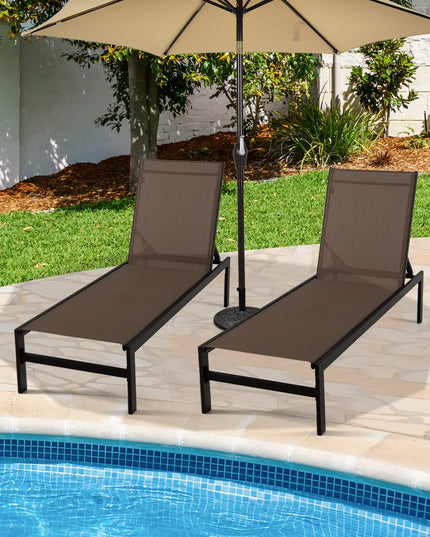 Giantex Patio Chaise Lounge Chair, Outdoor Sunbathing Chair Lawn Reclining Lounger with 6 Adjustable Position