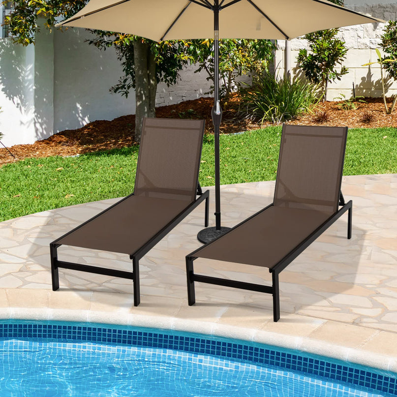 Giantex Patio Chaise Lounge Chair, Outdoor Sunbathing Chair Lawn Reclining Lounger with 6 Adjustable Position