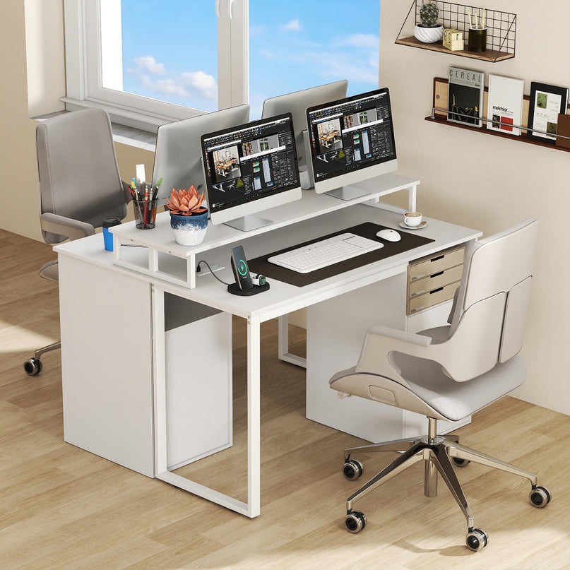 Giantex 48 Inch Computer Desk with Power Outlets & File Drawer