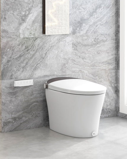 Giantex Smart Toilet, Elongated Bidet Toilet with Adjustable Heated Seat, Dryer, Night Light, Auto Open/Close, Foot Sensor