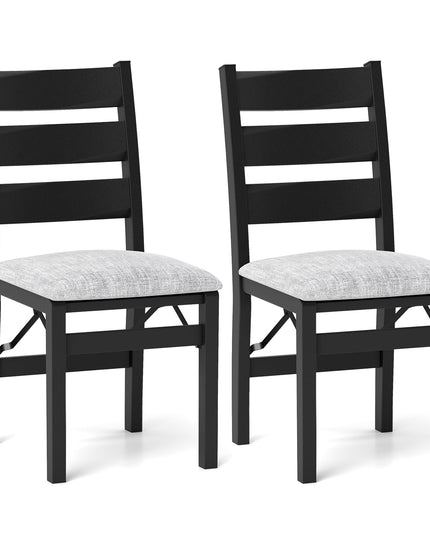 Giantex Folding Dining Chairs Set of 2, Modern Upholstered Kitchen Chairs w/Slatted Backrest & Padded Seat