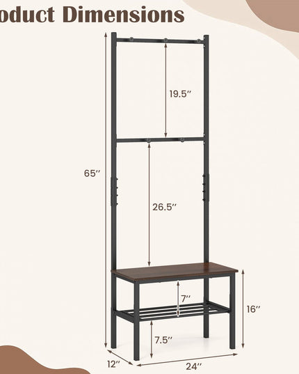 Giantex 3-in-1 Hall Tree Freestanding Entryway Bench