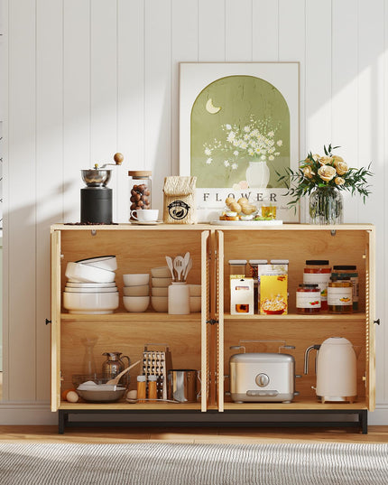 Giantex Large PE Rattan Storage Cabinet with 4 Doors and Adjustable Shelves