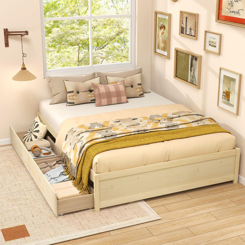 Giantex Queen Size Bed Frame with 2 Storage Drawers
