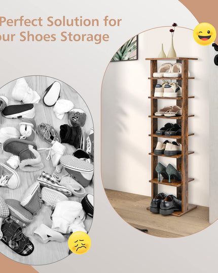 Giantex 7-Tier Vertical Shoe Rack, Corner Shoe Storage Organizer for 7 Pairs, Freestanding Narrow Shoe Rack