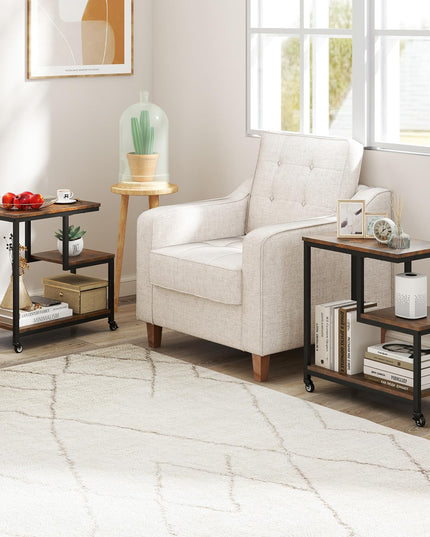 Giantex 3 Tier Side Table with Wheels for Living Room Bedroom Office