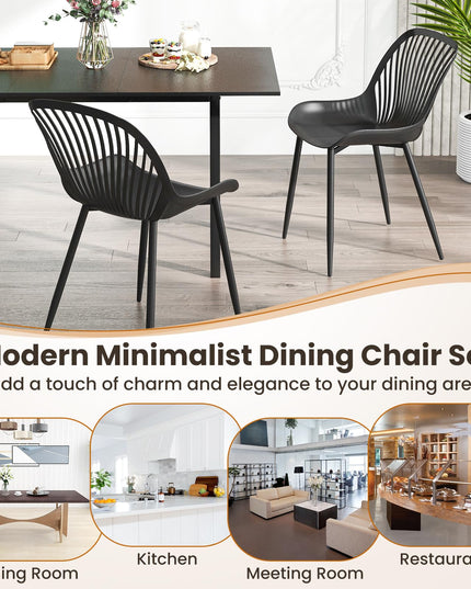 Giantex Black Dining Chairs Set of 4, Modern Kitchen Chairs w/Metal Legs