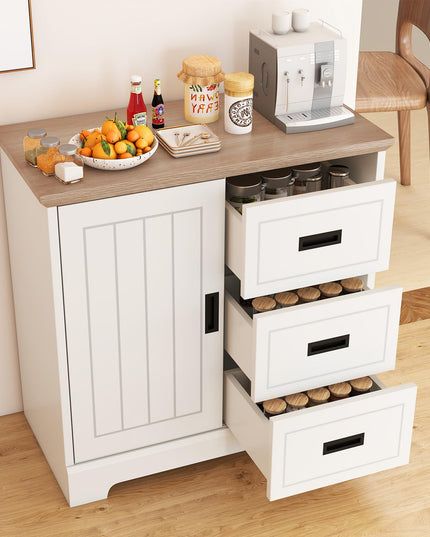 Giantex Small Sideboard Buffet Cabinet with Fluted Sliding Door