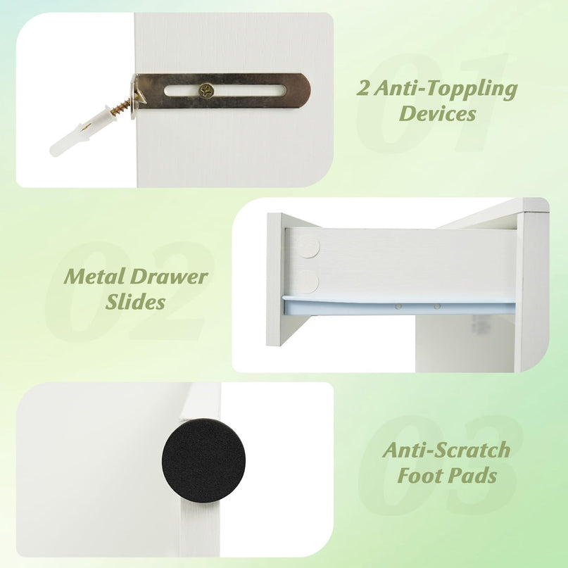 Vanity Desk with Mirror and Lights for Bedroom Small Space