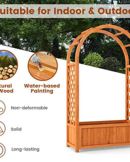 Giantex Raised Garden Bed with Arch Trellis for Climbing Vine Flower Vegetable