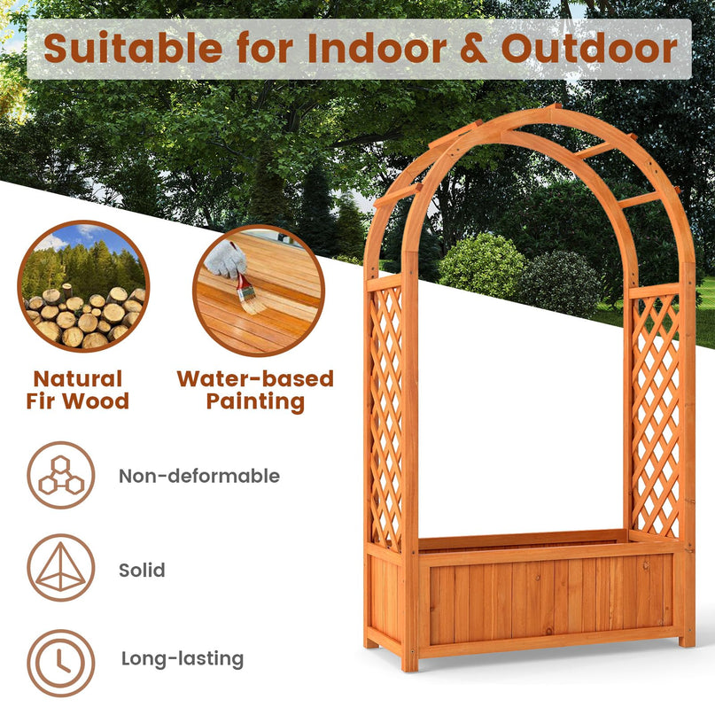 Giantex Raised Garden Bed with Arch Trellis for Climbing Vine Flower Vegetable