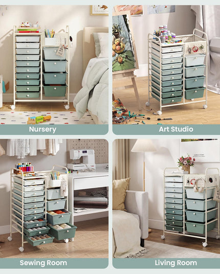 Giantex 14 Drawer Storage Cart Rolling Craft Cart