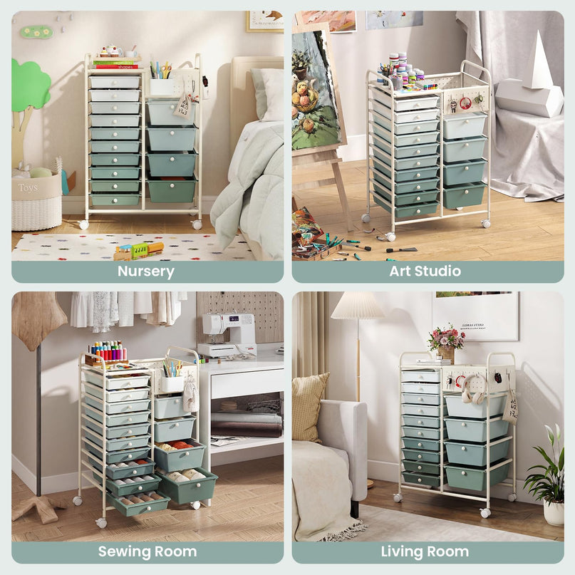 Giantex 14 Drawer Storage Cart Rolling Craft Cart