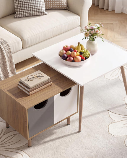 GIANTEX Nesting Coffee Table Set of 2 | Small Coffee Table & Sofa Side Tables with Metal Legs