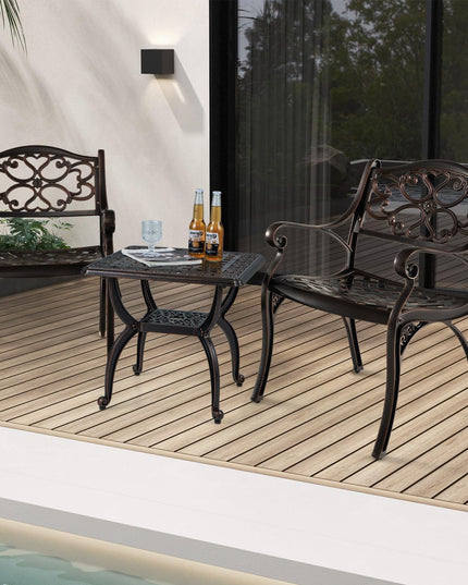 Giantex Cast Aluminum Patio Chairs Set of 2, All Weather Outdoor Dining Chairs w/Armrests and Curved Seats