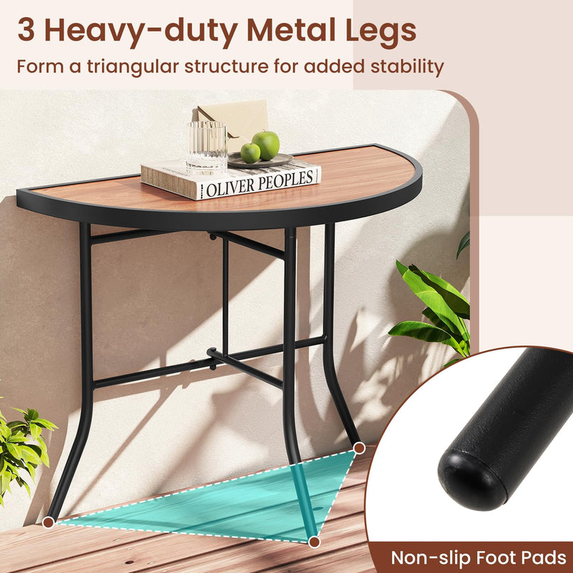 Giantex Half Round Folding Table Half Moon Dining Table