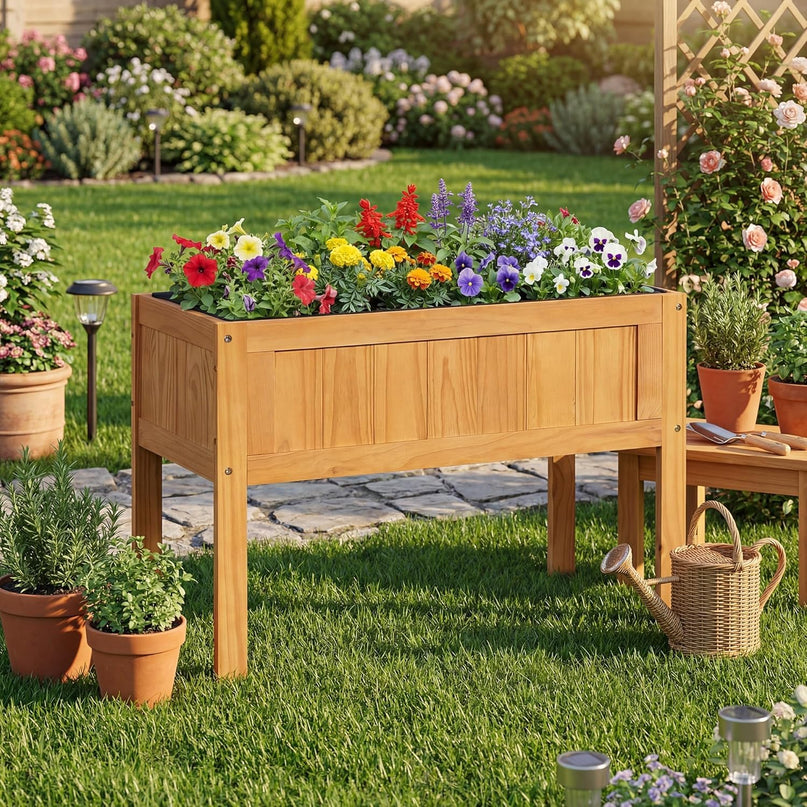 Giantex Solid Wooden Raised Garden Bed w/Legs (35"L x 16"W x 24"H)