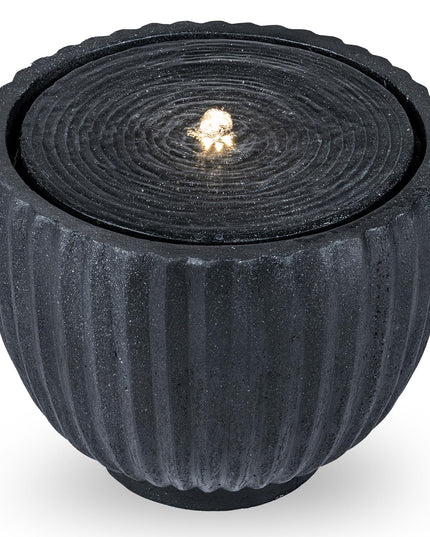 Giantex 17.5" Round Outdoor Water Fountain with 6 LED Lights & Adjustable Pump