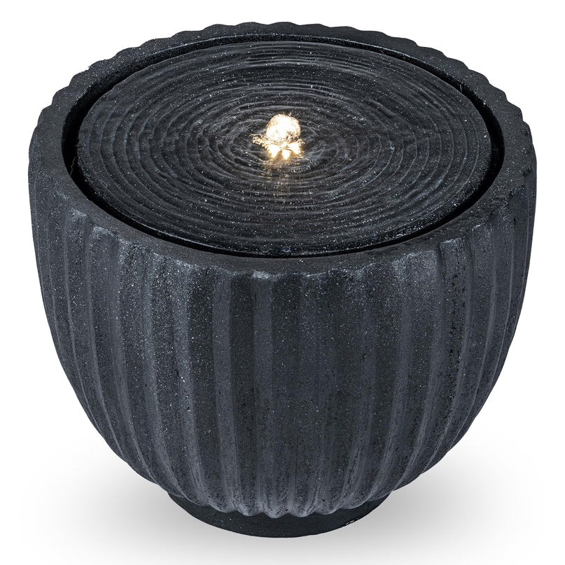 Giantex 17.5" Round Outdoor Water Fountain with 6 LED Lights & Adjustable Pump