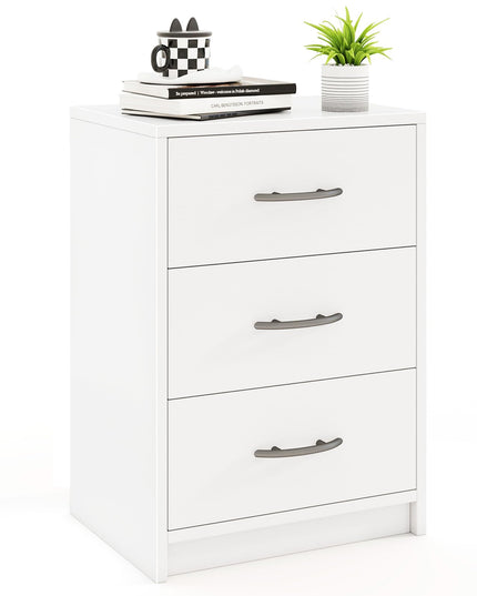 Giantex Nightstand with 3 Drawers, Modern Night Stand with Storage Drawers, White