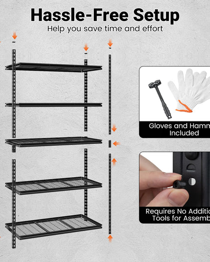 Giantex 5-Tier Metal Storage Shelves Heavy Duty Garage Shelving Units(48" L x 24" W x 72" H)