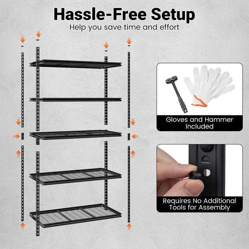 Giantex 5-Tier Metal Storage Shelves Heavy Duty Garage Shelving Units(48" L x 24" W x 72" H)