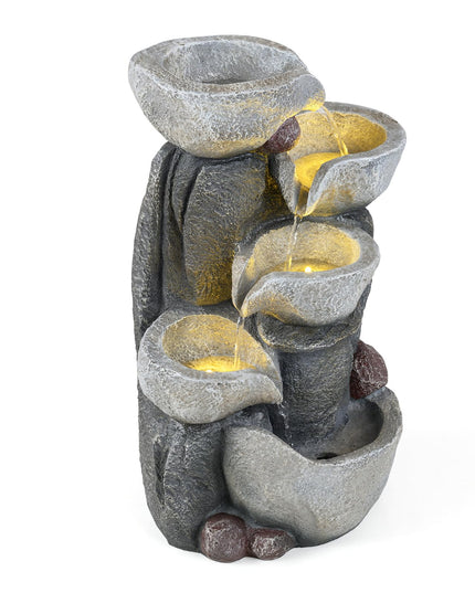 Giantex 5-Tier Outdoor Water Fountain with Lights
