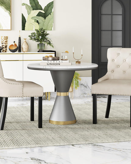 Gianex Upholstered Dining Chairs Set, Wood Wingback Accent Chairs w/Rubber Wood Legs & Nailhead Button Tufted Back