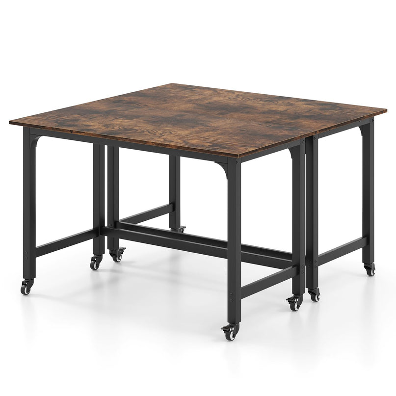 Giantex Conference Table, 48" Rectangular Mobile Meeting Room Desk with Removable Storage Bag & 2 Hanging Hooks