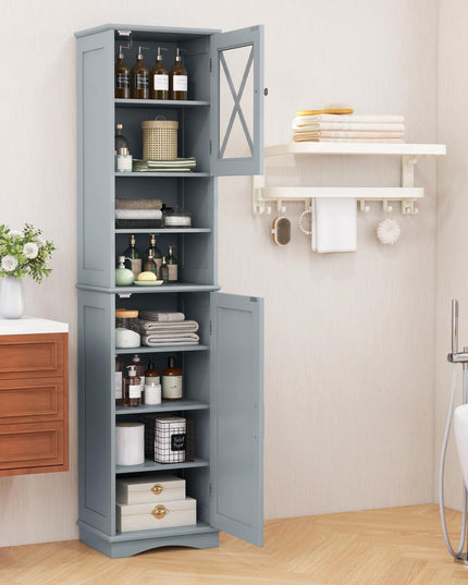 Giantex 67" Tall Storage Cabinet, Bathroom Floor Cabinet with Acrylic Door, Adjustable Shelves