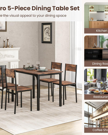 Giantex Dining Table Set for 4, Mid-Century Kitchen Furniture Set w/Kitchen Table, 4 Dining Chairs