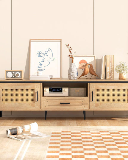 Giantex TV Stand for TV up to 65 Inches, Entertainment Center with 2 Cabinets