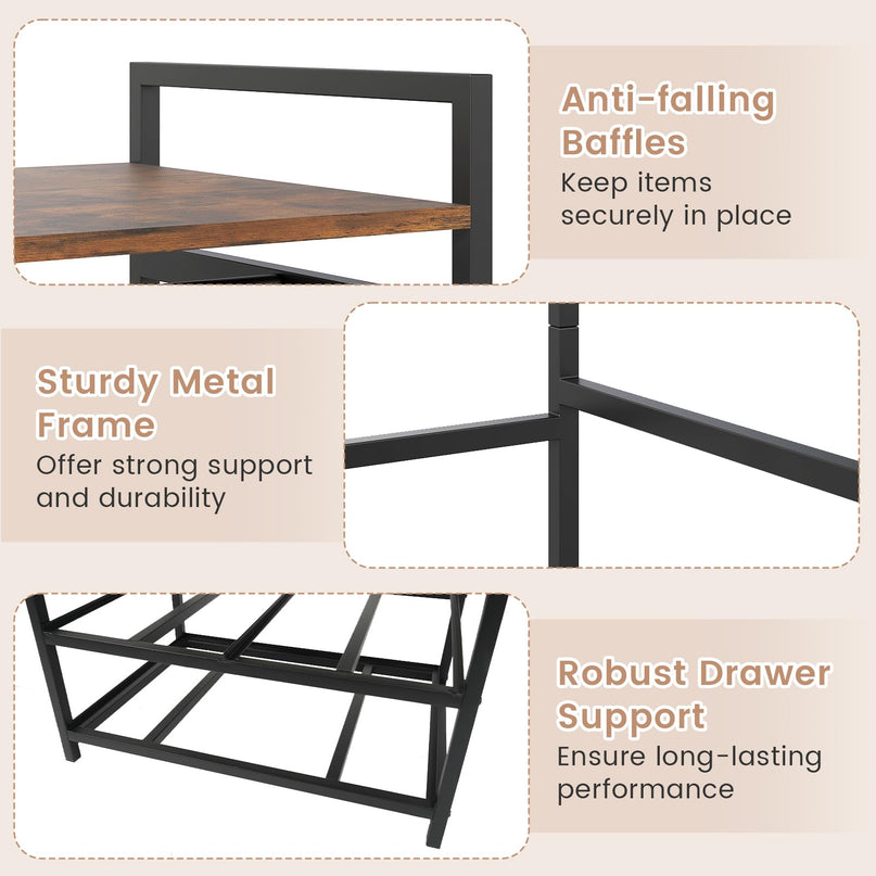 Giantex Clothes Rack with Drawers | Heavy Duty Clothing Garment Rack with Side Hooks and Metal Frame