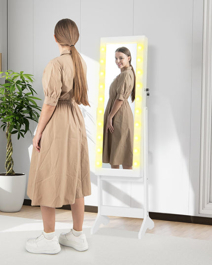 CHARMAID Jewelry Cabinet with Full Length Mirror and Warm Lights