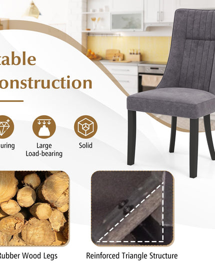 Giantex Upholstered Dining Chairs Set, Channel Tufted Kitchen Chairs w/High Backrest