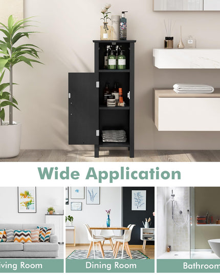 Giantex Narrow Bathroom Storage Cabinet - Corner Unit with Open Compartment, Adjustable Shelf