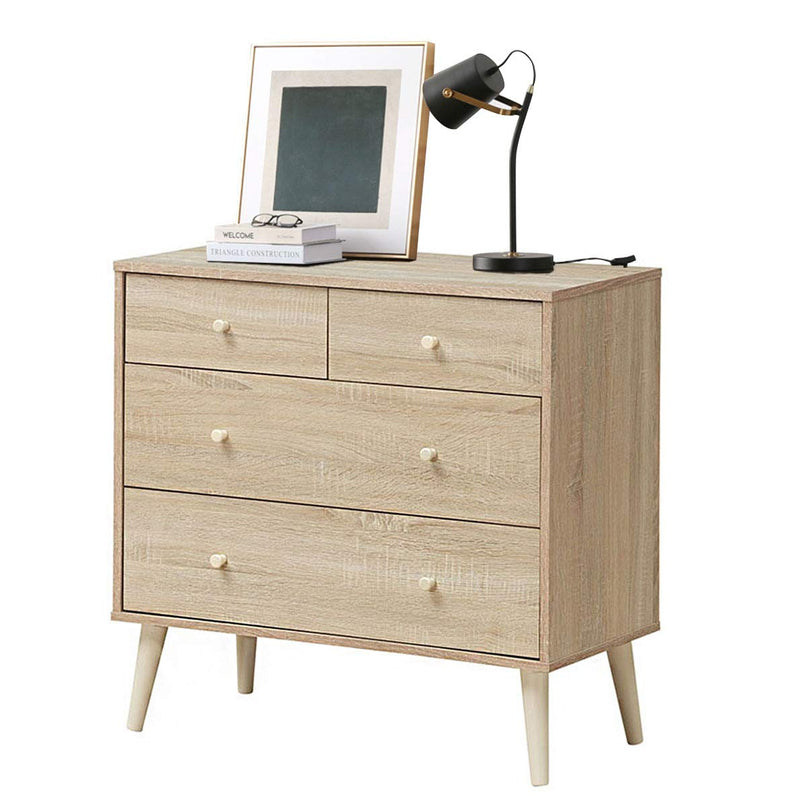 Giantex 4-Drawer Dresser, Free-Standing Chest Wood Legs and Sliding Rail