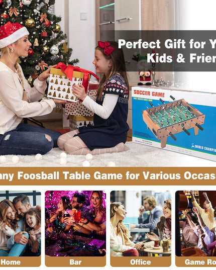 Giantex 27" Foosball Table, Easily Assemble Wooden Soccer Game Table Top w/ Footballs