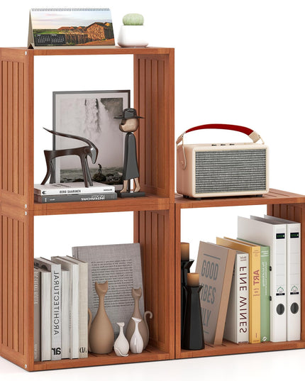 Giantex Solid Wood Stacking Storage Organizers w/Open Slatted Design