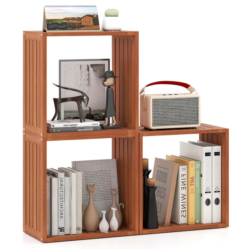 Giantex Solid Wood Stacking Storage Organizers w/Open Slatted Design