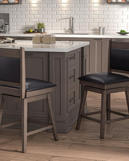 Giantex 25" Bar Stools Set, Upholstered Swivel Bar Chairs with Ergonomic Back