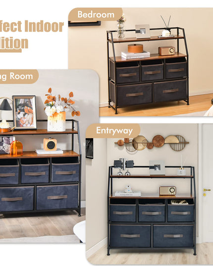 Giantex 5-Drawer Storage Dresser Organizer - Drawer Unit with Top Shelf, Anti-Toppling Design
