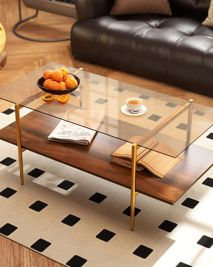 Giantex Glass Coffee Table Mid Century Modern Center Table