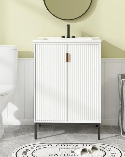 24” Undermount Bathroom Storage Cabinet and Sink Combo Set with 2 Doors