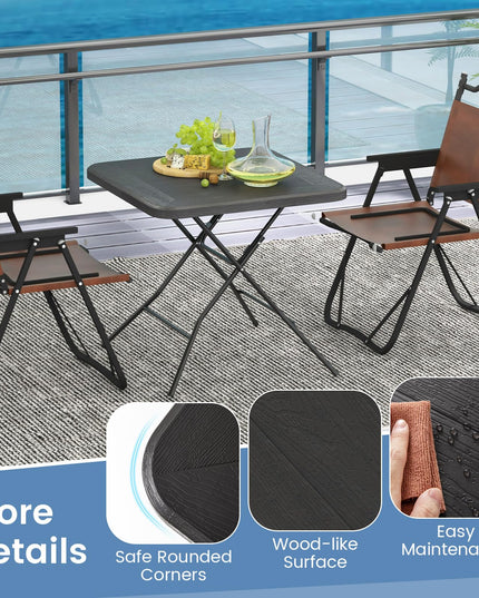 Giantex 2.6 FT Folding Picnic Table, Square Patio Dining Table for 4 Persons, with HDPE Tabletop
