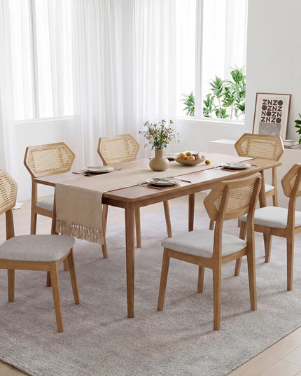 Giantex Wood Rattan Upholstered Dining Chairs Set of 2/4