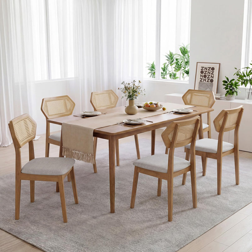 Giantex Wood Rattan Upholstered Dining Chairs Set of 2/4