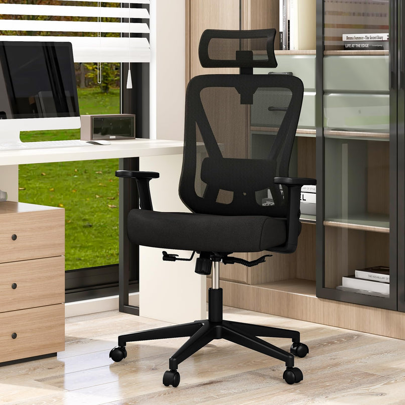 Giantex Ergonomic Mesh Office Chair, Height Adjustable Swivel Task Chair with Reclining Backrest, Adjustable Lumbar Support