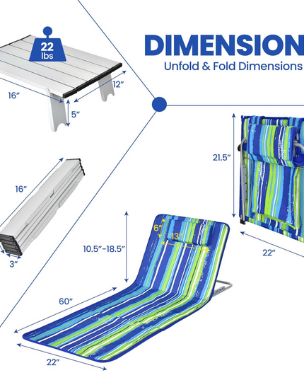 Giantex Beach Chairs for Adults 2 Pack Set with Side Table
